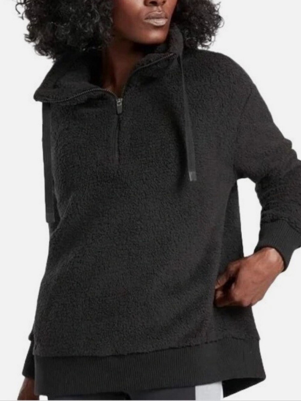 Athleta Black Sherpa Half-Zip Pullover